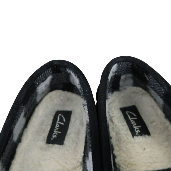 Clarks Shoes Mens 9 Slippers Suede Moccasin Slip On Indoor Outdoor Comfort Black - Picture 12 of 12
